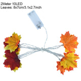 2M 10LED Artificial Autumn Maple Leaves Garland Led Fairy Lights for Christmas Decoration Thanksgiving Party DIY Decor Halloween