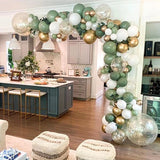 Popxstar 119Pcs Vintage Green White Gold Latex Balloon Garland Arch Kit for Kids Jungle Birthday Party Baby Shower Wedding Decorations
