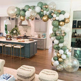 Popxstar 119Pcs Vintage Green White Gold Latex Balloon Garland Arch Kit for Kids Jungle Birthday Party Baby Shower Wedding Decorations