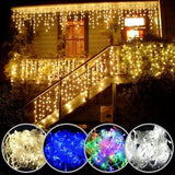 Popxstar Christmas lights waterfall outdoor decoration 5M droop 0.4-0.6m led lights curtain string lights party garden eaves decoration