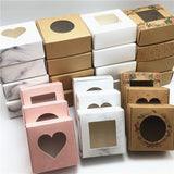 50 Pcs PVC Window Christmas Candy Brown Gift Packaging  Box For Wedding\Candy\Crafts\Cake\Handmade Soap Packing Gift Boxes