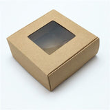 50 Pcs PVC Window Christmas Candy Brown Gift Packaging  Box For Wedding\Candy\Crafts\Cake\Handmade Soap Packing Gift Boxes