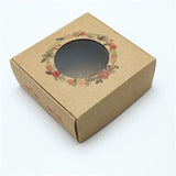 50 Pcs PVC Window Christmas Candy Brown Gift Packaging  Box For Wedding\Candy\Crafts\Cake\Handmade Soap Packing Gift Boxes