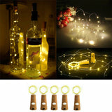 5/10pcs Garland Wine Bottle Fairy String Lights 20 LED Battery Cork Copper Wire String Light For Christmas Party Wedding Decor