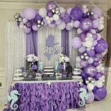 Popxstar 141pcs Macaron Purple Wedding Balloon Garland White Chrome Silver Balloons Arch Kit Valentine's Day Anniversary Birthday Decor