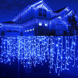 Popxstar 5M Christmas Lights Outdoor Waterproof Curtain Icicle Garland String Lights Droop 0.4-0.6m Decoration for Eaves Garden Lights