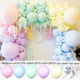 Popxstar 126/182pcs Multicolor Macaron Pastel Balloon Garland Rainbow Latex Balloons Air Globos Birthday Party Wedding Baby Shower Decor