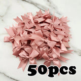 Popxstar (50 Pcs/pack) 85*85mm Fresh Pink Ribbon Bows Small Size Satin Ribbon Bow Flower Craft Decoration Handwork DIY Party Decoration