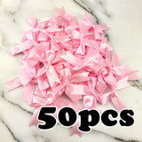 Popxstar (50 Pcs/pack) 85*85mm Fresh Pink Ribbon Bows Small Size Satin Ribbon Bow Flower Craft Decoration Handwork DIY Party Decoration