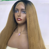 Popxstar Kinky Straight Fiber Hair Lace front Wigs for Black women Pre Plucked Synthetic Glueless Lace Frontal Wig