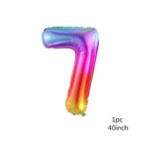 Popxstar  40inch New Rainbow Number Foil Balloons Happy Birthday Wedding Party Decoration Adult Colorful Unicorn Globos Kids Gift