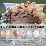 Popxstar 117Pcs Rose Gold Confetti Balloons Garland Kit Chain Chrome Metal Globos Helium Wedding Decorations New Year Decors Navidad