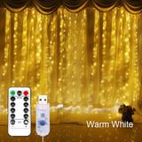 Popxstar Christmas lights Decorations For Home Outdoor Holiday Lighting Wedding Led String Lights USB Xmas Garland Fairy Lights Curtain