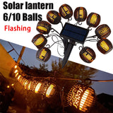 Solar Outdoor Lanterns Garden LED String Lights Solar Lamps Waterproof Hanging Lantern Decoration Patio Flickering Flame Lights