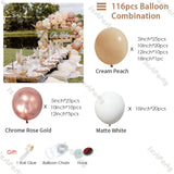 Popxstar 116pcs Cream Peach Balloons Garland Kit Wedding Decoration Chrome Rose Gold White Balloon Arch Birthday Party Baby Shower Decor