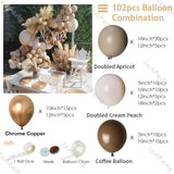Popxstar 102pcs Doubled Blush Nude Balloon Garland Kit Boho Wedding Decoration Metal Copper Balloon Arch Birthday Party Baby Shower Decor