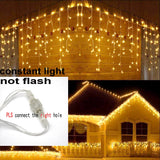 Popxstar 8m-48m Christmas Garland LED Curtain Icicle String Light 220V Droop 0.4-0.6m Mall Eaves Garden Stage Outdoor Decorative Lights