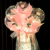 Popxstar 1set LED Luminous Rose Balloon with roses Transparent Bobo Ballon Valentines Bouquet Gift Bag Wedding Birthday Party Decorations