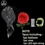 Popxstar 1set LED Luminous Rose Balloon with roses Transparent Bobo Ballon Valentines Bouquet Gift Bag Wedding Birthday Party Decorations