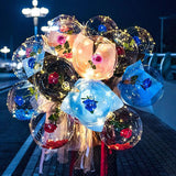Popxstar 1set LED Luminous Rose Balloon with roses Transparent Bobo Ballon Valentines Bouquet Gift Bag Wedding Birthday Party Decorations