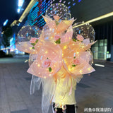 Popxstar 1set LED Luminous Rose Balloon with roses Transparent Bobo Ballon Valentines Bouquet Gift Bag Wedding Birthday Party Decorations