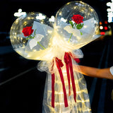 Popxstar 1set LED Luminous Rose Balloon with roses Transparent Bobo Ballon Valentines Bouquet Gift Bag Wedding Birthday Party Decorations