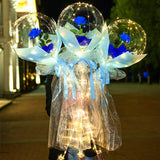 Popxstar 1set LED Luminous Rose Balloon with roses Transparent Bobo Ballon Valentines Bouquet Gift Bag Wedding Birthday Party Decorations