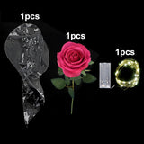 Popxstar 1set LED Luminous Rose Balloon with roses Transparent Bobo Ballon Valentines Bouquet Gift Bag Wedding Birthday Party Decorations