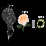 Popxstar 1set LED Luminous Rose Balloon with roses Transparent Bobo Ballon Valentines Bouquet Gift Bag Wedding Birthday Party Decorations