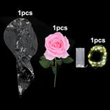 Popxstar 1set LED Luminous Rose Balloon with roses Transparent Bobo Ballon Valentines Bouquet Gift Bag Wedding Birthday Party Decorations