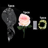 Popxstar 1set LED Luminous Rose Balloon with roses Transparent Bobo Ballon Valentines Bouquet Gift Bag Wedding Birthday Party Decorations