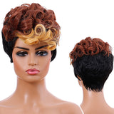 Popxstar Synthetic Hair Women Short Curly African American  Wig Machine Made