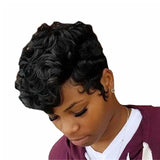 Popxstar Synthetic Hair Women Short Curly African American Wig Machine Made
