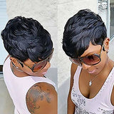 Popxstar Synthetic Hair Women Short Curly African American  Wig Machine Made