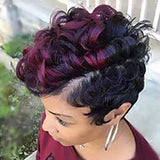 Popxstar Synthetic Hair Women Short Curly African American Wig Machine Made