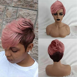 Popxstar Synthetic Hair Women Short Curly African American  Wig Machine Made