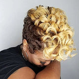 Popxstar Synthetic Hair Women Short Curly African American Wig Machine Made