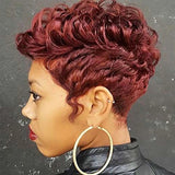 Popxstar Synthetic Hair Women Short Curly African American Wig Machine Made