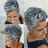 Popxstar Synthetic Hair Women Short Curly African American Wig Machine Made