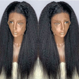 Popxstar Kinky Straight Fiber Hair Lace front Wigs for Black women Pre Plucked Synthetic Glueless Lace Frontal Wig