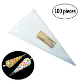 Popxstar 100pcs/lot DIY Candy Bag Wedding Favors Birthday Party Decoration Sweet Cellophane Transparent Cone Storage with Organza Pouches